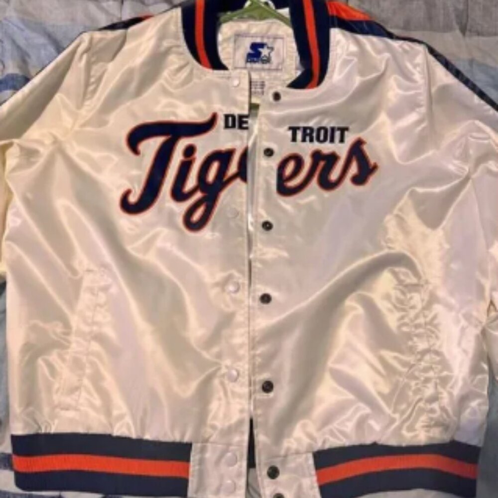 Vintage Starter MLB Detroit Tigers White Button-up Jacket L